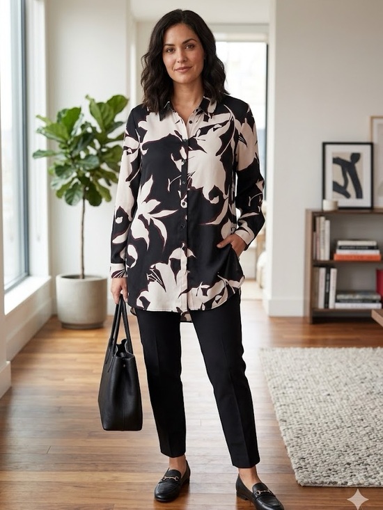 Melanie Lyne Tops - Melanie Lynne Large Floral Button-Down Tunic – Size 12